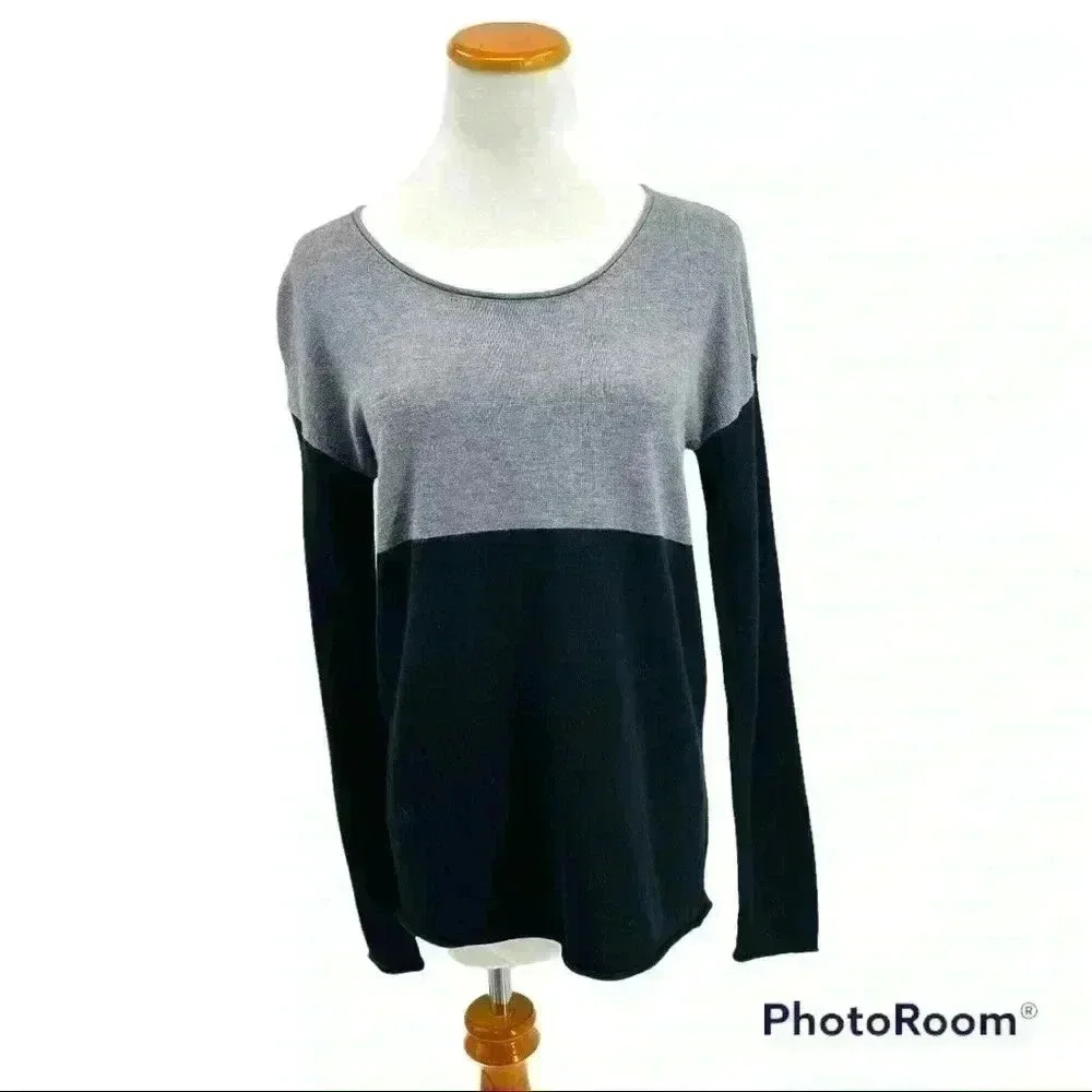 Splendid Gray and Black Cashmere Blend Sweater